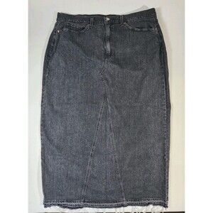 Levi Strauss Womens 16W Jean Skirt Long Faded Black Cotton Stretch Pockets